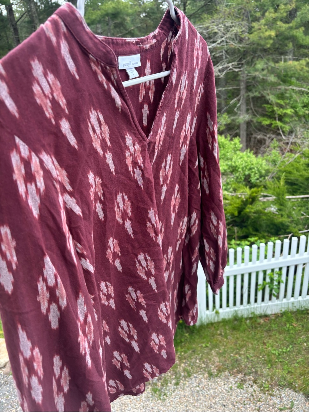 J.Jill Pure Jill Ikat Tunic Top Large Boho Cotton Blouse - Picture 4 of 9